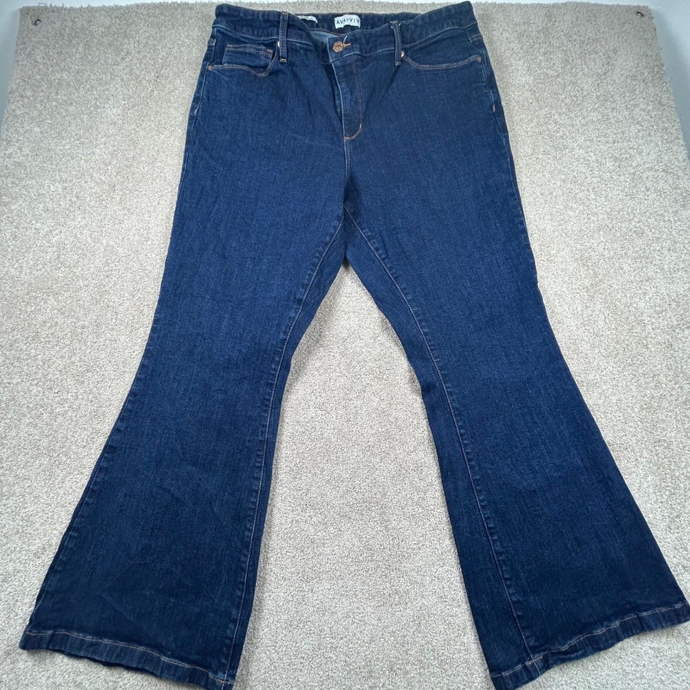 Ava & Viv Womens Plus Size 20 High Rise Flare Jeans Dark Wash Denim Blue 1142